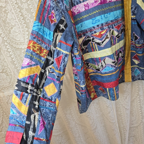 Chico's Colorful Jacket, Mixed Media Jaxket, Womens Vintage Jacket - Picture 6 of 6